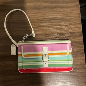 Coach Colorful Striped Wristlet